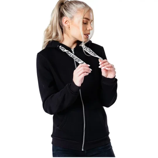Zdjęcie produktu Justhype Drawstring Zip Hoodie HYPWOMHOOD001, Damskie, Czarne, bluzy, bawełna, rozmiar: 34