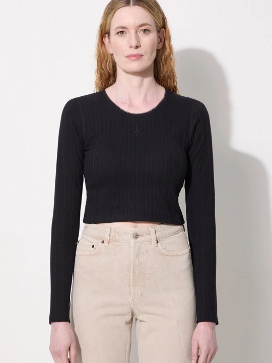 Zdjęcie produktu JW Anderson longsleeve bawełniany Cropped Anchor Embroidery Longsleeve Top