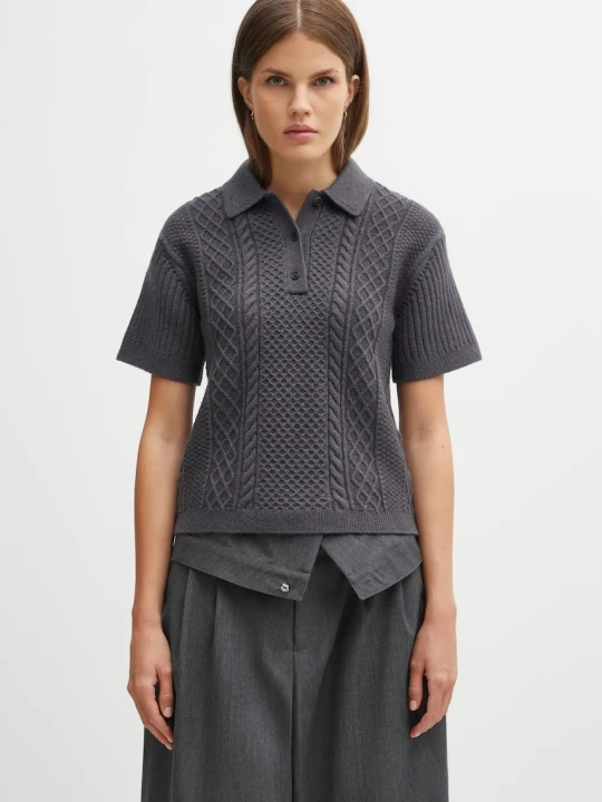 Zdjęcie produktu JW Anderson sweter z dodatkiem wełny Cropped Cable Knit Polo
