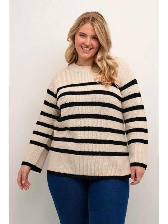 Zdjęcie produktu KAFFE curve Sweter w kolorze czarno-beżowym rozmiar: XL