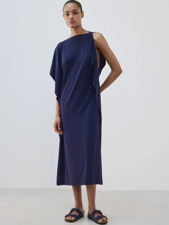 Zdjęcie produktu Kaftan z falbanami niebieski - Kobieta - MANGO