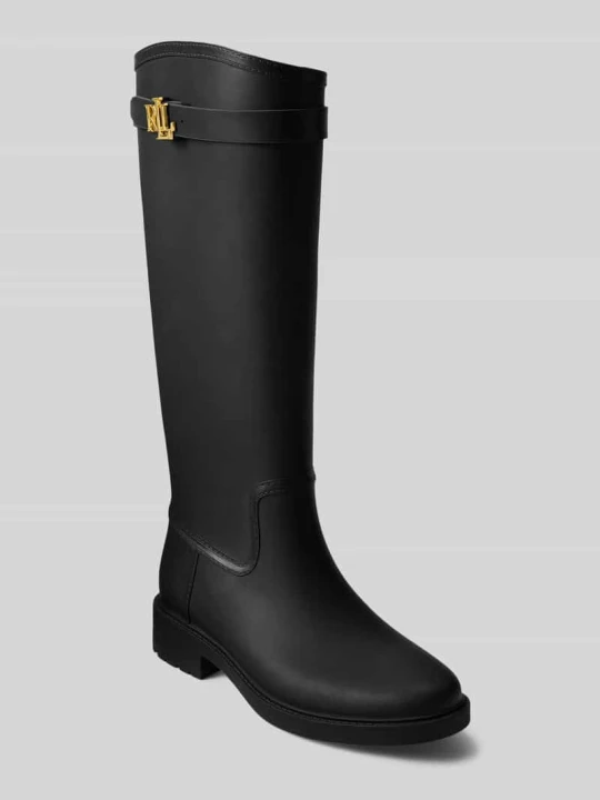 Zdjęcie produktu Kalosze z detal z logo Lauren Ralph Lauren Czarny