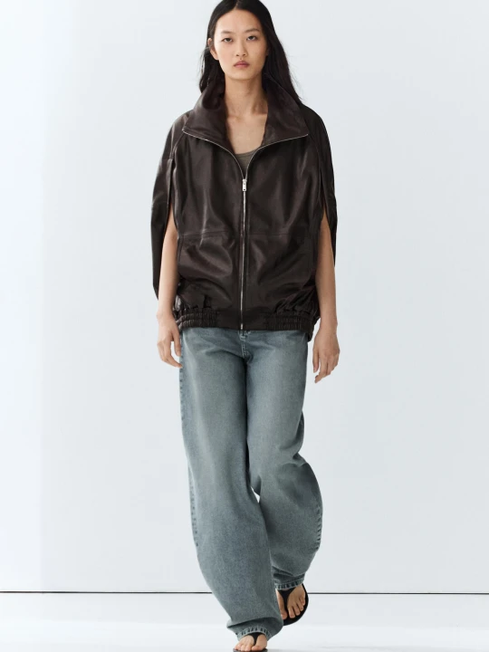 Zdjęcie produktu Kamizelka Bomber Ze Skóry Nappa - Brązowy - Massimo Dutti - Female