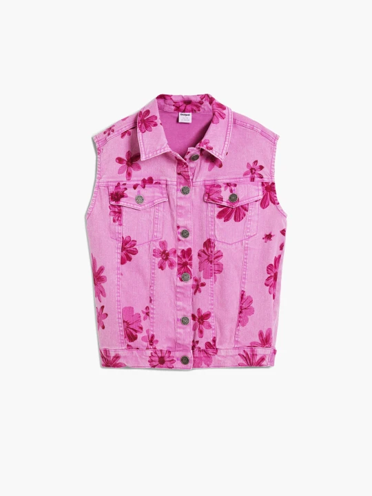 Zdjęcie produktu kamizelka denim w kwiaty Desigual czerwony