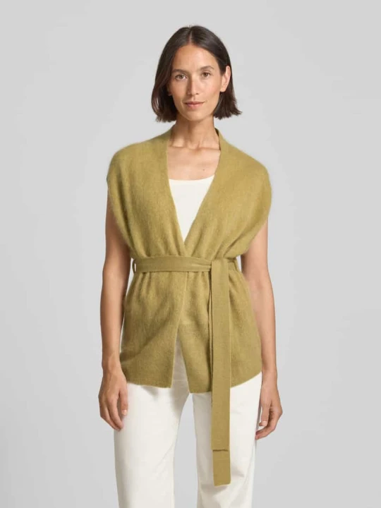 Zdjęcie produktu Kamizelka dzianinowa o kroju loose fit z mieszanki kaszmiru z wełną HERZENS Musztardowy