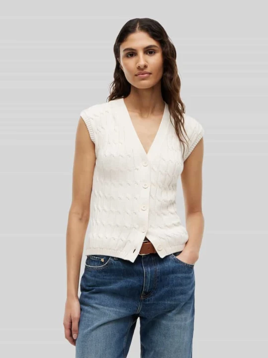 Zdjęcie produktu kamizelka dzianinowa o kroju regular fit z czystej bawełny Tommy Hilfiger Écru