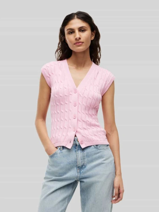 Zdjęcie produktu kamizelka dzianinowa o kroju regular fit z czystej bawełny Tommy Hilfiger Mocnoróżowy