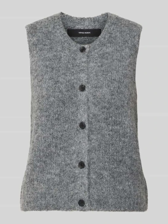 Zdjęcie produktu kamizelka dzianinowa o kroju regular fit z dodatkiem wełny model 'NOVAH' Vero Moda Ciemnoszary melanż