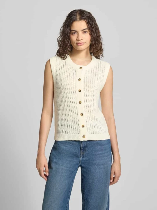 Zdjęcie produktu Kamizelka dzianinowa o kroju slim fit z mieszanki bawełny Marc O'Polo Złamany biały