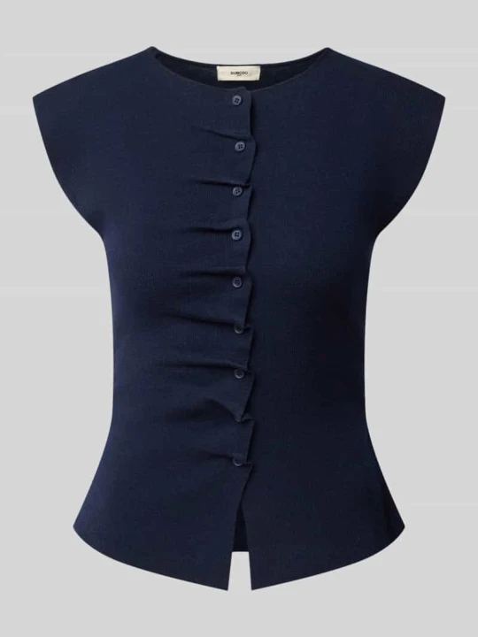 Zdjęcie produktu Kamizelka dzianinowa z marszczeniami model 'PAGNI' Suncoo Granatowy