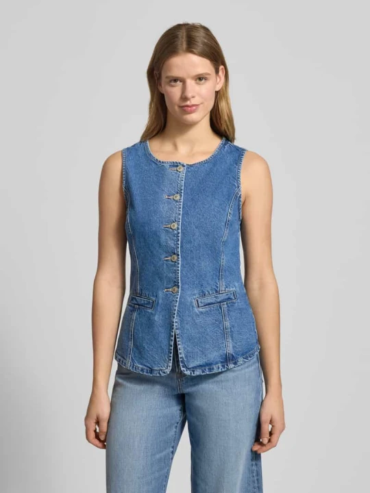 Zdjęcie produktu Kamizelka dżinsowa z czystej Bawełna Model 'GUILINA' Only Jeansowy niebieski