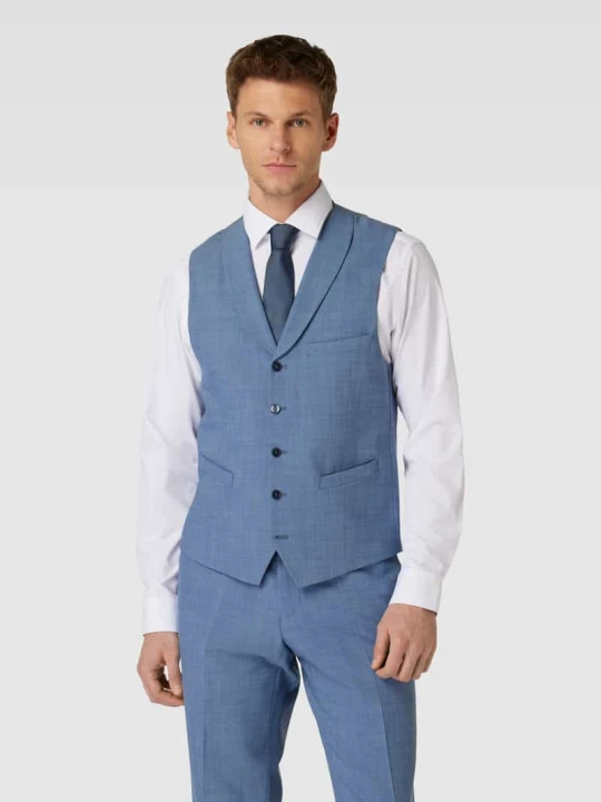 Zdjęcie produktu Kamizelka garniturowa o kroju slim fit z dodatkiem wełny lana model ‘Warren’ Carl Gross Niebieski