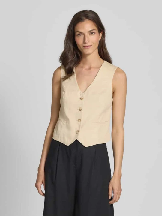 Zdjęcie produktu Kamizelka garniturowa o kroju slim fit z twillu Tom Tailor Beżowy