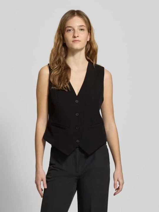 Zdjęcie produktu Kamizelka garniturowa o kroju slim fit z zaznaczonymi kieszeniami model „BOZZY VEST” Pieces Czarny