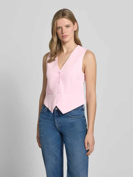 Zdjęcie produktu Kamizelka garniturowa o kroju slim fit z zaznaczonymi kieszeniami model „BOZZY VEST” Pieces Brudnoróżowy melanż