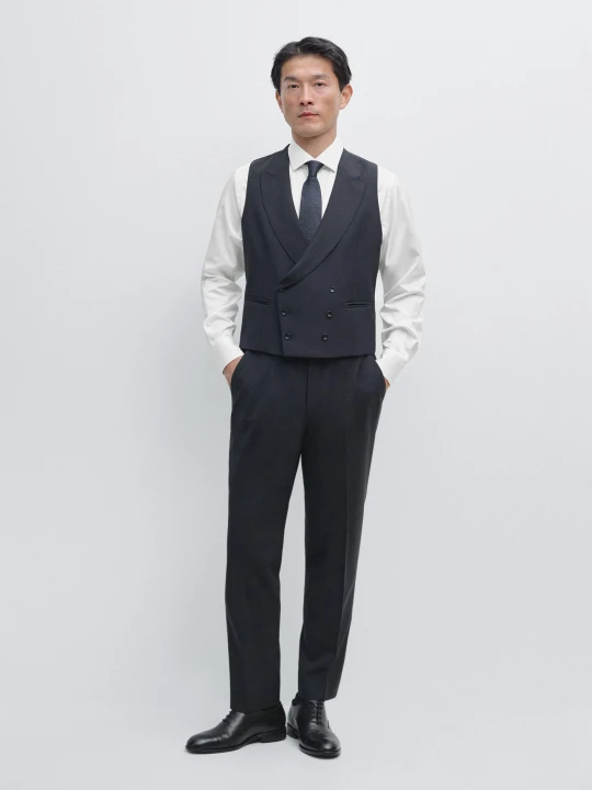 Zdjęcie produktu Kamizelka Garniturowa Z Chłodnej Wełny - Granatowy - Massimo Dutti - Male