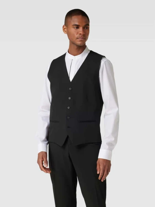 Zdjęcie produktu Kamizelka garniturowa z lamowanymi kieszeniami model ‘LIAM’ Selected Czarny
