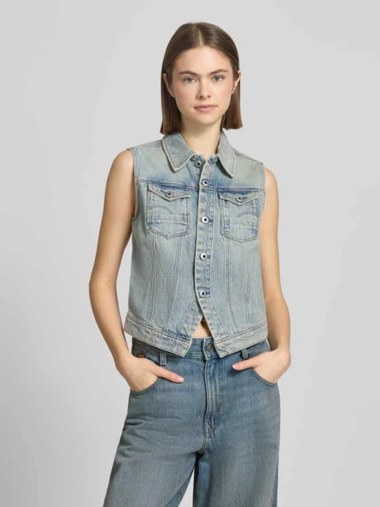 Zdjęcie produktu Kamizelka jeansowa o kroju slim fit z efektem znoszenia G-Star Raw Jeansowy niebieski