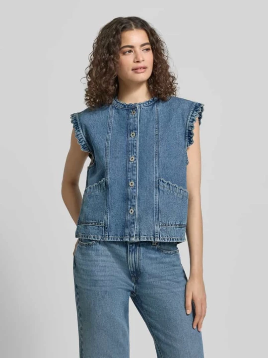 Zdjęcie produktu Kamizelka jeansowa z wpuszczanymi kieszeniami Jake*s Jeansowy niebieski