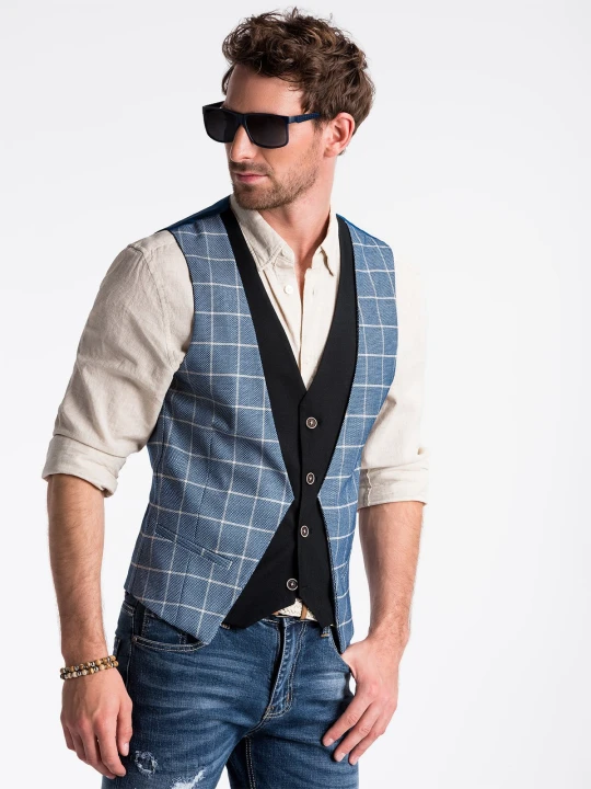 Zdjęcie produktu Kamizelka męska - niebieska - Rozmiar: XL Ombre Clothing