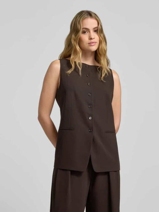 Zdjęcie produktu Kamizelka o kroju bez rękawów z listwą guzikową – curated by Anouk Yve Style Icon Collection Ciemnobrązowy
