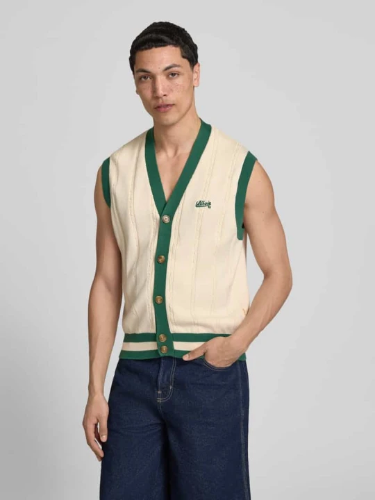 Zdjęcie produktu Kamizelka o kroju regular fit w imitacji dzianiny z wyhaftowanym logo BLKVIS Złamany biały