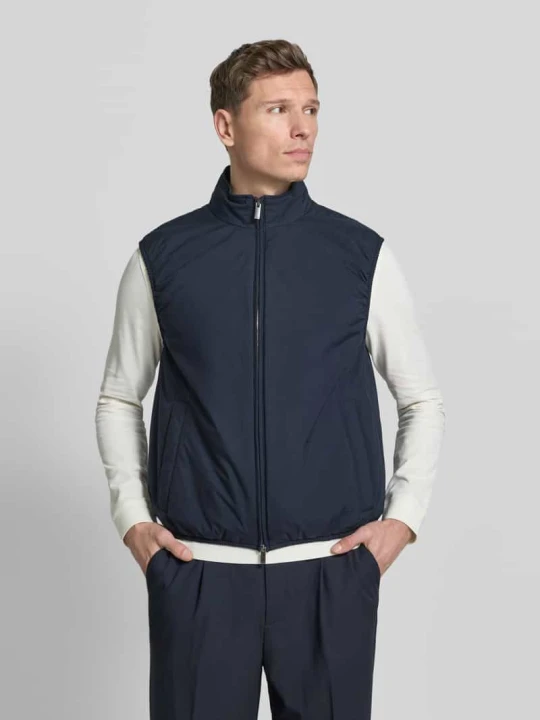 Zdjęcie produktu Kamizelka o kroju slim fit w stylu bluzonu model 'HANRY-VEST' Boss Granatowy