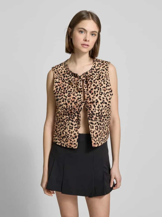 Zdjęcie produktu Kamizelka o kroju regular fit z czystej wiskozy model ‘SARIA’ Pieces Piaskowy