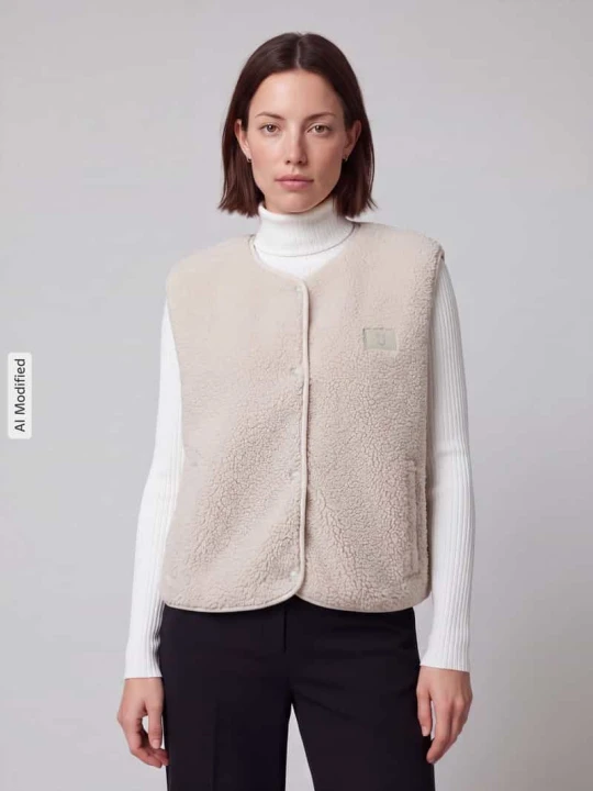 Zdjęcie produktu kamizelka o kroju regular fit z detal z logo Jake*s Écru