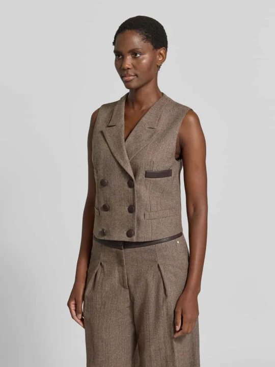 Zdjęcie produktu kamizelka o kroju regular fit z kołnierzem z połami Armani Exchange Ciemnobrązowy