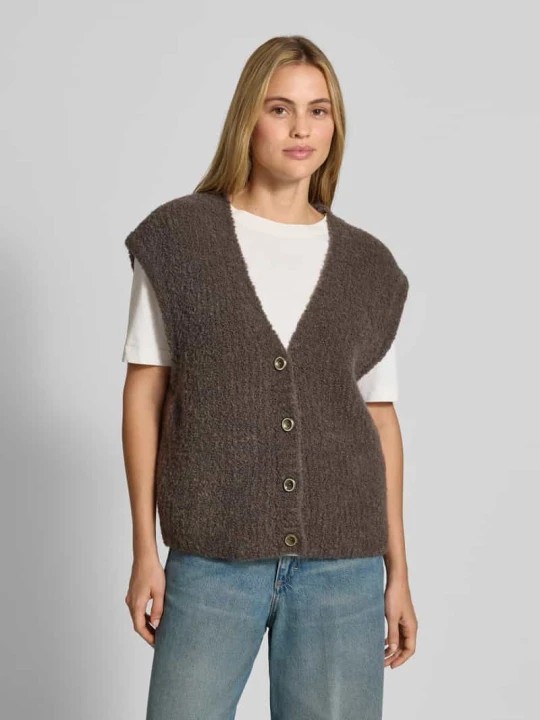 Zdjęcie produktu Kamizelka o kroju relaxed fit z domieszką wełny z alpaki model 'Zolly' American Vintage Ciemnobrązowy