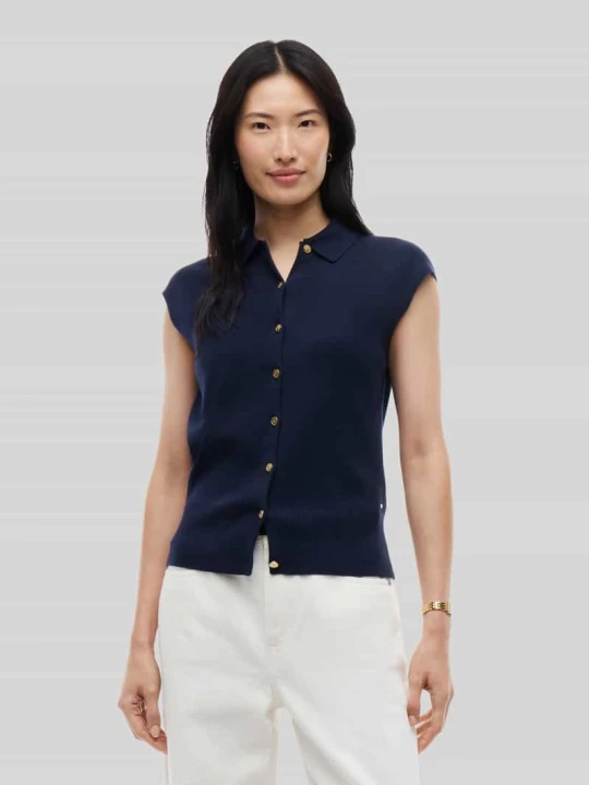Zdjęcie produktu Kamizelka o kroju relaxed fit z mieszanki bawełny Tommy Hilfiger Granatowy