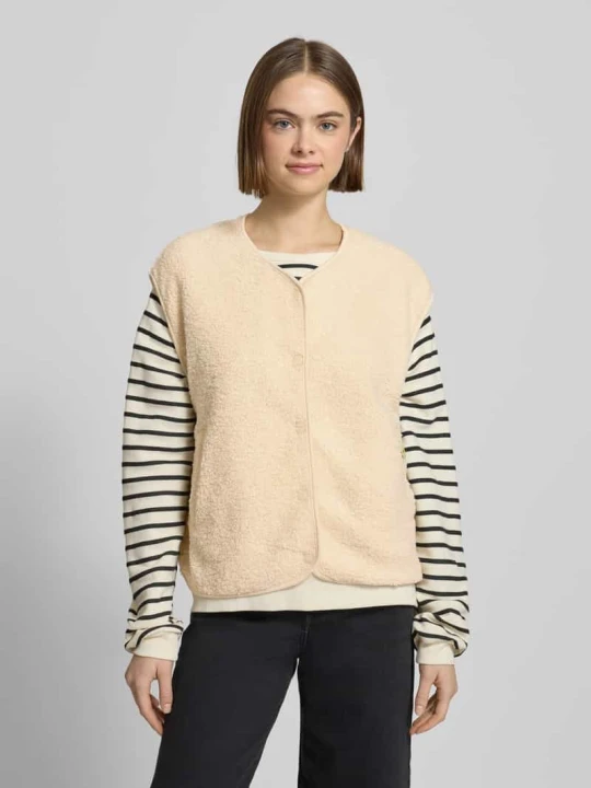 Zdjęcie produktu Kamizelka o kroju relaxed fit w nadruk w panterkę model 'KATTY' Pieces Złamany biały melanż