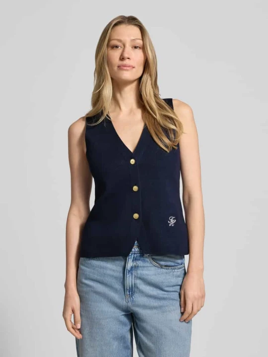 Zdjęcie produktu Kamizelka o kroju slim fit z czystej bawełny Tommy Hilfiger Granatowy