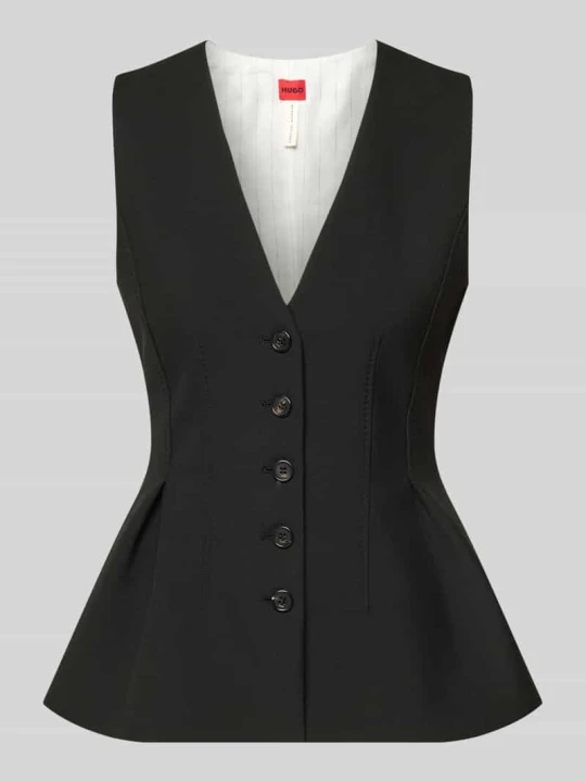 Zdjęcie produktu Kamizelka o kroju slim fit z dodatkiem wiskozy model 'Anena' Hugo Czarny