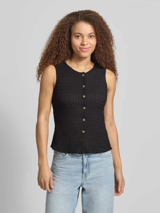 Zdjęcie produktu Kamizelka o kroju slim fit z fakturą tkaniny seersucker model 'ILSE' Only Czarny