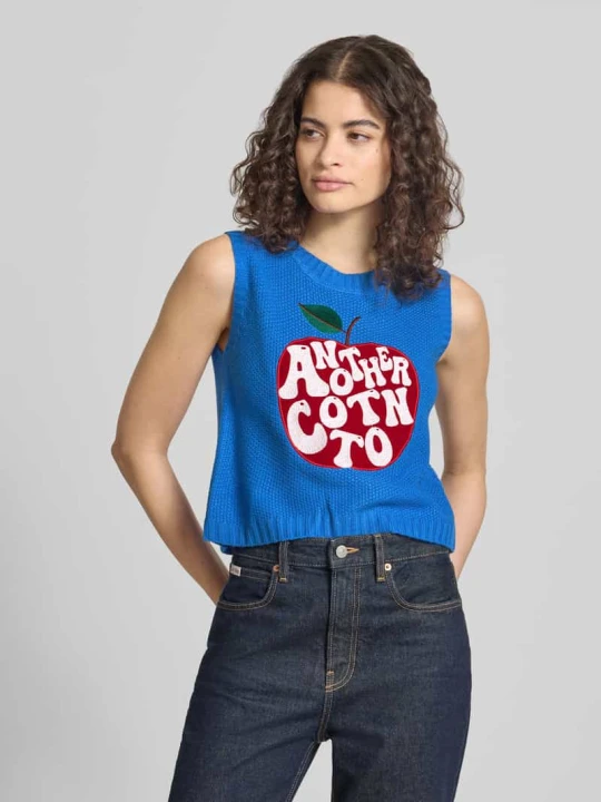 Zdjęcie produktu Kamizelka o wyglądzie dzianiny w kroju regular fit Another Cotton Lab Królewski niebieski