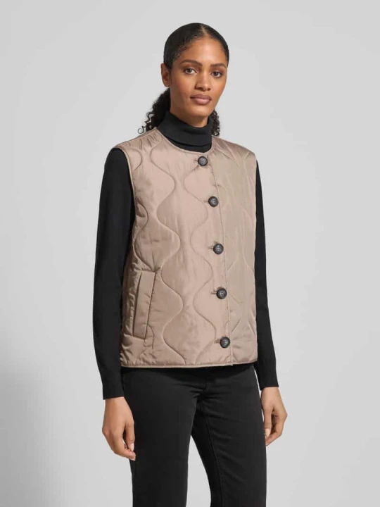 Zdjęcie produktu Kamizelka pikowana w kroju regular fit z jednorzędowym zapięciem na guziki model 'MILLIE' Vero Moda Beżowy