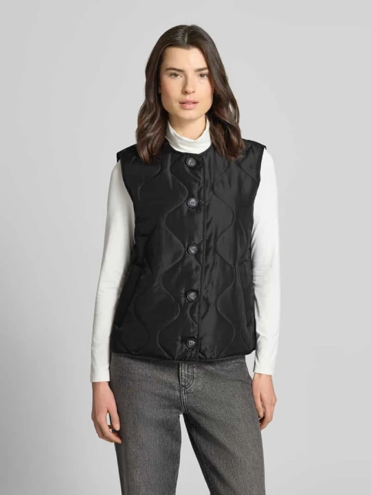 Zdjęcie produktu Kamizelka pikowana w kroju regular fit z jednorzędowym zapięciem na guziki model 'MILLIE' Vero Moda Czarny