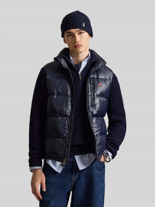 Zdjęcie produktu kamizelka pikowana o kroju regular fit z wyhaftowanym logo Polo Ralph Lauren Granatowy