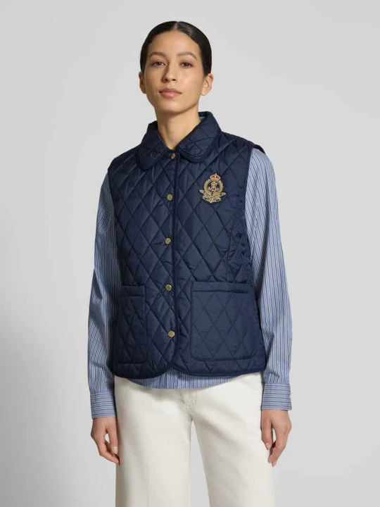 Zdjęcie produktu Kamizelka pikowana o kroju regular fit z wykładanym kołnierzem Lauren Ralph Lauren Granatowy