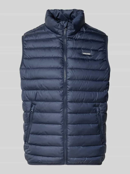 Zdjęcie produktu Kamizelka pikowana z kieszeniami zapinanymi na zamek błyskawiczny model 'ELVIS' Jack&Jones Granatowy