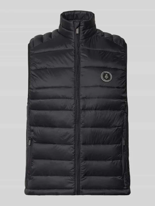 Zdjęcie produktu Kamizelka pikowana z kieszeniami zapinanymi na zamek błyskawiczny model 'KINGSLEY' Jack&Jones czarny