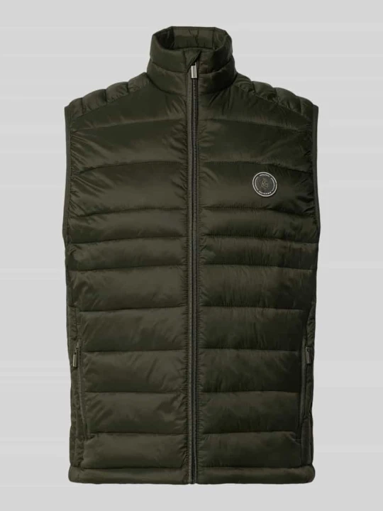 Zdjęcie produktu Kamizelka pikowana z kieszeniami zapinanymi na zamek błyskawiczny model 'KINGSLEY' Jack&Jones Oliwkowy