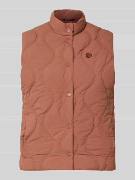 Zdjęcie produktu Kamizelka pikowana ze stójką i wyhaftowanym logo Superdry Terakotowy