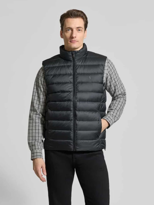 Zdjęcie produktu Kamizelka puchowa o kroju regular fit z wyhaftowanym logo Polo Ralph Lauren Czarny