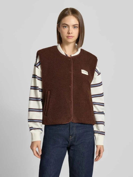 Zdjęcie produktu kamizelka w kroju regular fit z czystej bawełny model 'Magnolia' Oh April Ciemnobrązowy