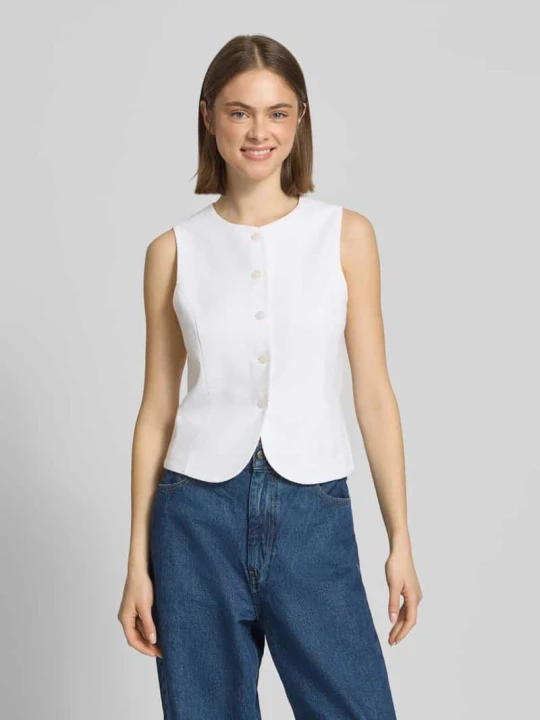 Zdjęcie produktu Kamizelka w kroju regular fit z mieszanki wiskozy i lnu model 'GOA' Only Biały