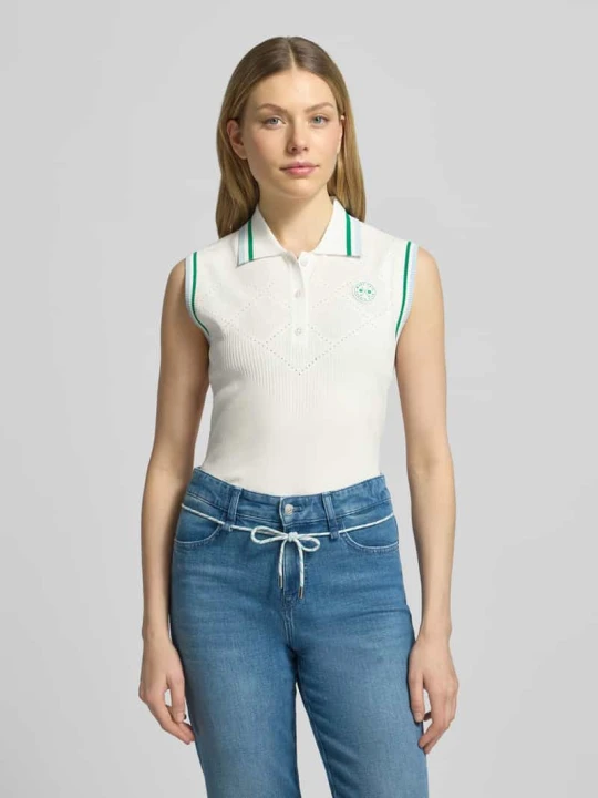 Zdjęcie produktu Kamizelka w kroju regular fit z mieszanki wiskozy w imitacji dzianiny Marc Cain Złamany biały