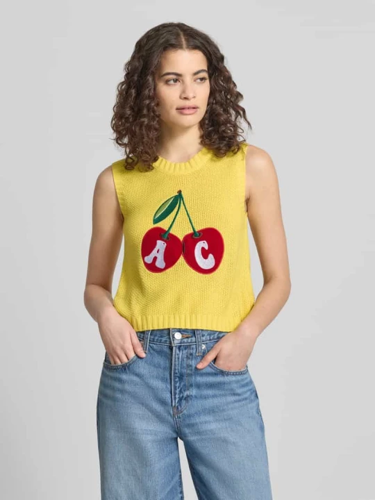 Zdjęcie produktu Kamizelka w kroju regular fit z wyszywanym logo Another Cotton Lab Żółty